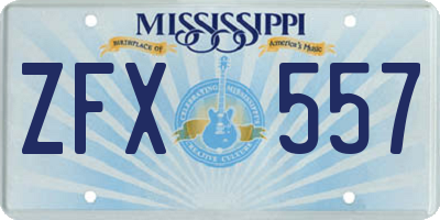 MS license plate ZFX557