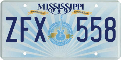 MS license plate ZFX558