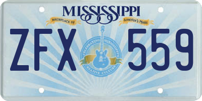 MS license plate ZFX559