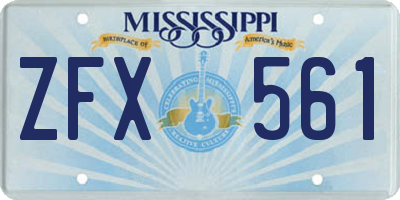 MS license plate ZFX561
