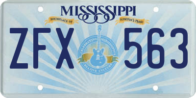 MS license plate ZFX563