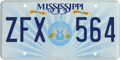 MS license plate ZFX564