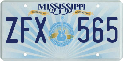 MS license plate ZFX565