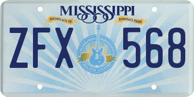 MS license plate ZFX568