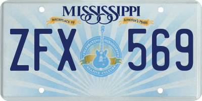 MS license plate ZFX569