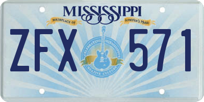 MS license plate ZFX571
