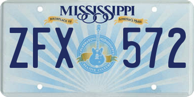 MS license plate ZFX572