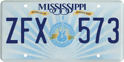 MS license plate ZFX573