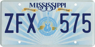 MS license plate ZFX575