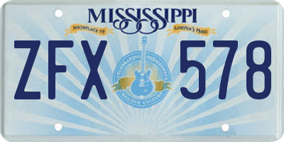 MS license plate ZFX578