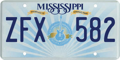 MS license plate ZFX582