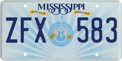 MS license plate ZFX583