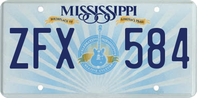 MS license plate ZFX584