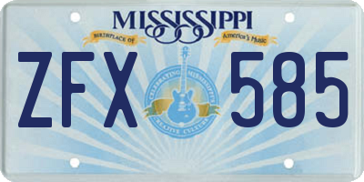 MS license plate ZFX585