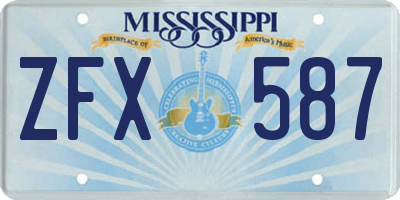 MS license plate ZFX587