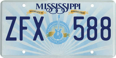 MS license plate ZFX588
