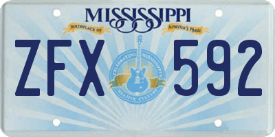 MS license plate ZFX592