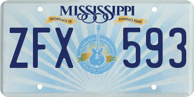 MS license plate ZFX593