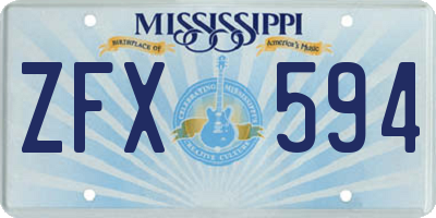 MS license plate ZFX594