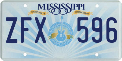 MS license plate ZFX596
