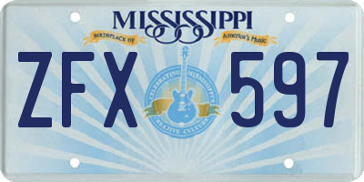 MS license plate ZFX597