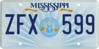 MS license plate ZFX599