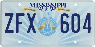 MS license plate ZFX604