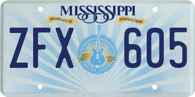 MS license plate ZFX605