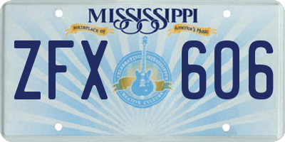 MS license plate ZFX606