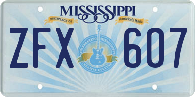 MS license plate ZFX607