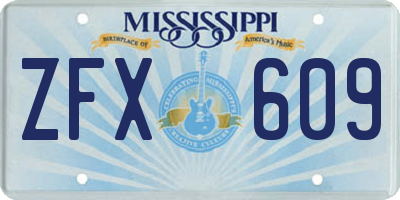 MS license plate ZFX609