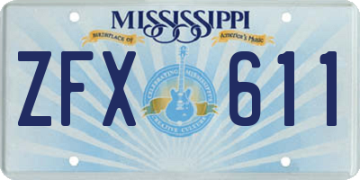 MS license plate ZFX611