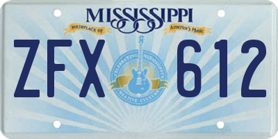 MS license plate ZFX612