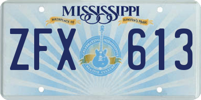 MS license plate ZFX613