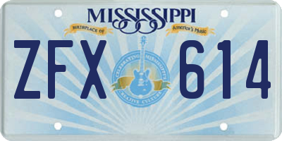 MS license plate ZFX614