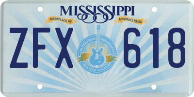 MS license plate ZFX618