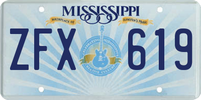 MS license plate ZFX619