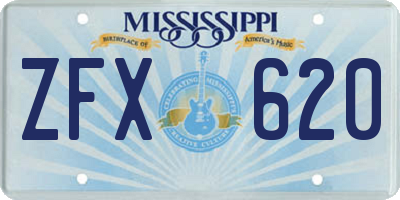 MS license plate ZFX620