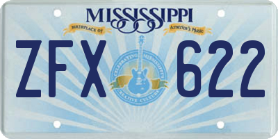 MS license plate ZFX622