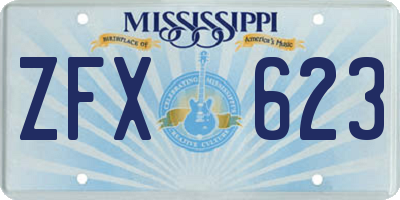 MS license plate ZFX623