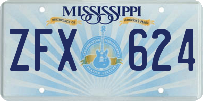 MS license plate ZFX624