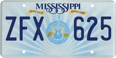 MS license plate ZFX625