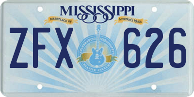 MS license plate ZFX626