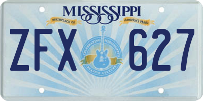MS license plate ZFX627