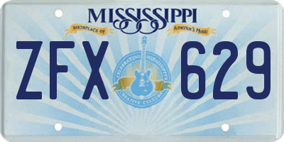 MS license plate ZFX629