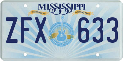 MS license plate ZFX633