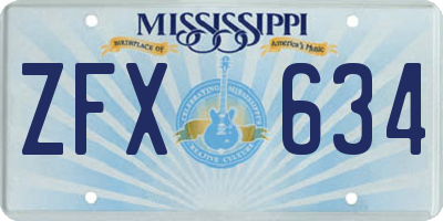 MS license plate ZFX634