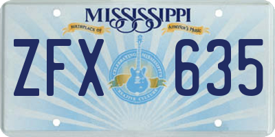 MS license plate ZFX635