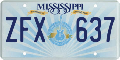 MS license plate ZFX637