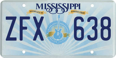 MS license plate ZFX638